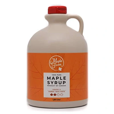 Afbeelding van MapleFarm Pure Canadese esdoornsiroop klasse A, barnsteen, rijke smaak 1,89 liter karaf (1 stuk) Maple siroop sap