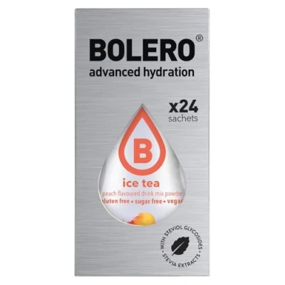 Image de Bolero Boisson ICE TEA PEACH 24 Sachets 3 gr grammes Sticks Fruits Préparé Poudre Soluble Pour Fraîche dans L&#039;eau Produit, 72 sucré à la stévia