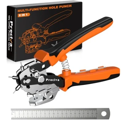 Afbeelding van Preciva Gatentang voor leer, riemgattang, leren riem, punch, draaigatang met hendeloverbrenging het perforeren van stof, karton professionele revolponentang, rond, 2 2,5 3 3,5 4 4,5 mm