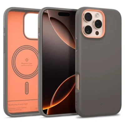 Afbeelding van Caseology Nano Pop Mag beschermhoes voor iPhone 16 Pro [zacht en stofvrij materiaal] magnetische in militaire kwaliteit papaya grijs