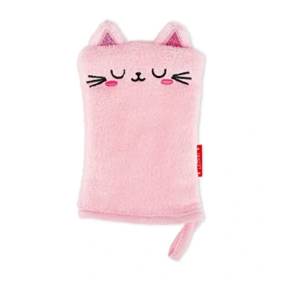 Afbeelding van Legami Herbruikbare make up remover handschoenen, zachte stof, verwijdert gezichtsmake up, wasbaar, hypoallergeen, milieuvriendelijk, 12 x 20,5 cm, Kitty thema