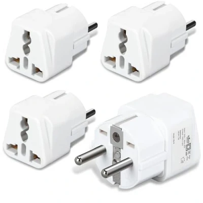 Afbeelding van Welsberg 4 universele reisadapters stekker adapter Europa Frankrijk wit
