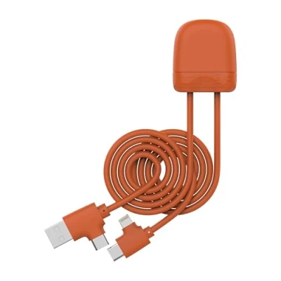 Afbeelding van Xoopar Ice C gerecyclede kunststof USB multiconnector kabel met dubbele en ingang, Lightning voor universele smartphone (oranje)