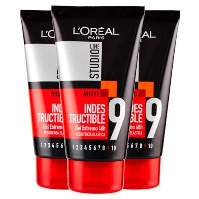 Afbeelding van L&#039;Oréal Paris Studio Line Pure Wet onverwoestbare gel, langdurig, 48 uur, elastische weerstand, zonder resten, 9 extreme grip, 3 flessen van 150 ml