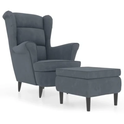 Afbeelding van vidaXL Fauteuil met voetenbank fluweel donkergrijs