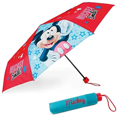 Afbeelding van Opvouwbare paraplu BONNYCO Zwarte kinderparaplu voor tas, rugzak of reis Tempelparaplu met versterkte structuur Mini zakparaplu Origineel cadeau kinderen, dames en heren, Mickey Muis