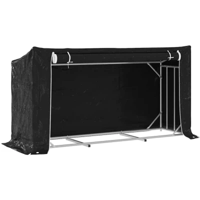 Afbeelding van Haardhoutrek met regenhoes 200,5x60,5x110,5 cm staal