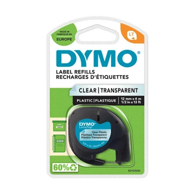 Image de Ruban d’étiquettes à imprimer Dymo LetraTag Plastique Noir/Transparent