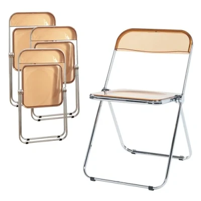 Afbeelding van Klapstoel set van 4 Pornainen 74x46x47 cm oranje transparant [en.casa]