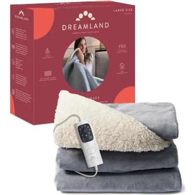 Afbeelding van Dreamland 16993 Sherpa en fluwelen warmteplaid grijs