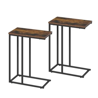 Afbeelding van WOLTU TSG17vbn 2 Set van koffietafels hout, metaal, rustiek bruin + zwart