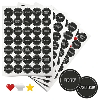 Afbeelding van Kruidenetiketten, keukenetiketten, waterdicht, rond, kruidenstickers, stickers, zelfklevend, herbruikbaar, huishoudetiketten, stickers voor keuken, kruidenpotjes