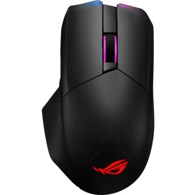 Image de Asus ROG Chakram ergonomic RGB optical Qi gaming mouse with wireless charging, side Joystick, tri mode connect (wired/2.4 GHz/BT), 16000 dpi sensor, push fit switch socket design, Aura Sync lighting