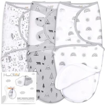 Image de Mama Cheetah Lot de 3 gigoteuses pour bébé à 6 mois, gigoteuse d&#039;emmaillotage en coton bio, couverture nourrissons, grande bébés