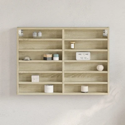 Afbeelding van Vitrinekast 80x8,5x58 cm bewerkt hout sonoma eikenkleurig
