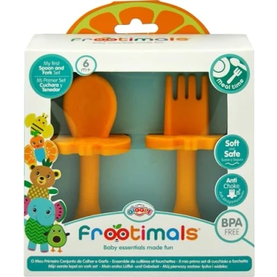 Afbeelding van Frootimals &quot; Mijn eerste lepel en vork set&quot; Maaltijd Baby Kind Tafelbestek Vlinder