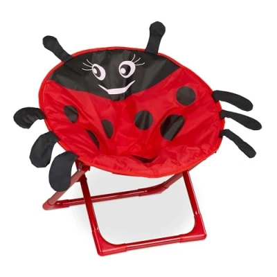 Afbeelding van relaxdays Moonchair Kinderstoel, klapstoel, lieveheersbeestje, rood, 47 x 50 48 cm, voor binnen en buiten