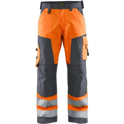 Afbeelding van Blaklader Werkbroek High Vis zonder spijkerzakken 1566 1811 Oranje/Medium Grijs C62