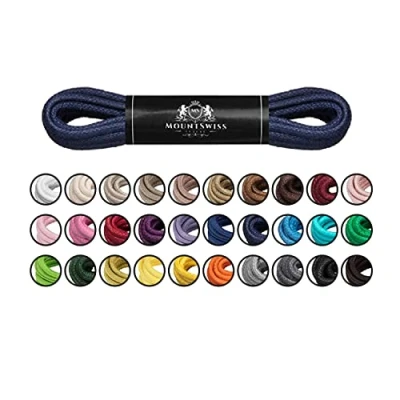 Afbeelding van Mount Swiss Luxury 1 paar ronde veters, waterdicht en scheurvast, Ø 2 3 mm, van fijn gewaxt katoen, kleur: marineblauw, lengte: 100 cm.