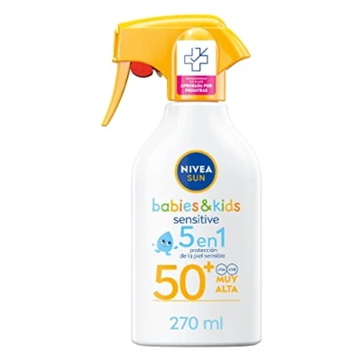 Afbeelding van NIVEA SUN Babies &amp; Kids Sensitive Spray FP50+ (1 x 270 ml), waterdichte zonnebrandcrème voor de gevoelige huid, baby en kindercrème