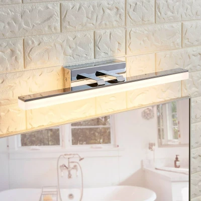 Afbeelding van Lucande Wandlamp 1licht acryl, metaal H: 5.7 cm gesatineerd wit, chroom Inclusief lichtbron