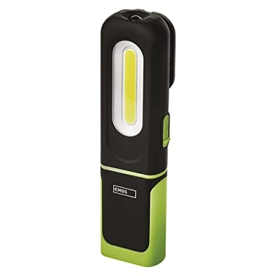 Afbeelding van EMOS Oplaadbare waterdichte led werklamp met opvouwbare steunvoet, clip, haak en magneet, 330 lm, 45 m, 1200 mAh batterij 7 uur looptijd, USB kabel, 3 verlichtingsmodi