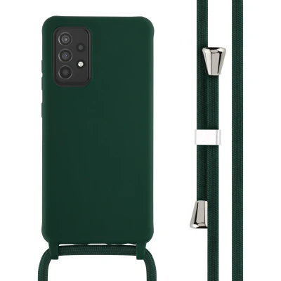 Afbeelding van iMoshion hoesje met koord Geschikt voor Samsung Galaxy A52 (4G) / A52s (5G) Siliconen Donkergroen