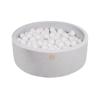 Afbeelding van Ronde Ballenbak set incl 200 ballen 90x30cm Licht Grijs Ballenbakje.nl Wit Roze