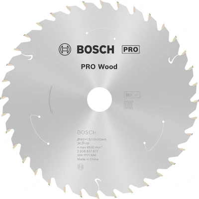 Afbeelding van Bosch Accessories 2608837677 Hardmetaal cirkelzaagblad 160 x 20 mm Aantal tanden: 36 1 stuk(s)