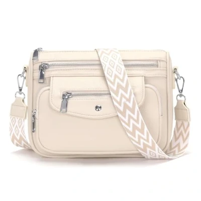 Afbeelding van YISUOHOOM Sac Bandouliere Femme Multipoches a Main Bandoulière Noir Avec 5 poches zippées et 7 compartiments, Beige