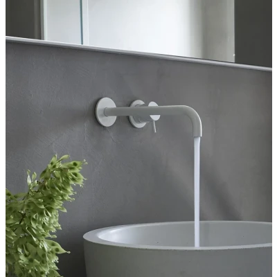 Afbeelding van Waterevolution Flow inbouw wastafelkraan mat wit met uitloop 25cm T116BBR 25