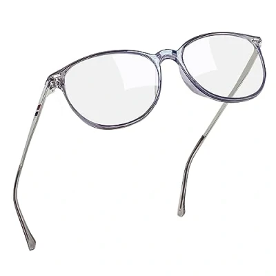 Afbeelding van Joopin Retro bril tegen blauw licht voor heren en met dames, rond, computerbril blauwe lichtbril mannen vrouwen, B03 grijs
