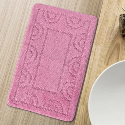Afbeelding van Comart Nicole Badmat, badkamertapijt, synthetische stof, antislip onderkant, roze, 50x80 cm