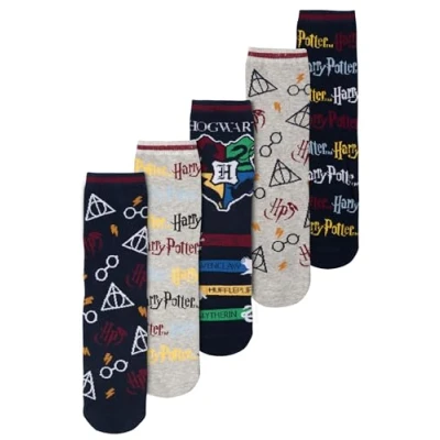 Afbeelding van Harry Potter 5 paar Hogwarts herensokken 40 45, meerkleurig, 45 EU, Meerkleurig