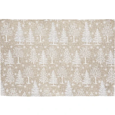 Afbeelding van Kerst Placemat jute set van 4 Onderlegger 30 x 45 cm Witte kerstbomen Feestdecoratie
