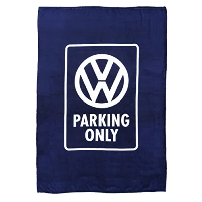 Afbeelding van BRISA VW Collection Zachte deken van knuffelige Volkswagen fleece in ontwerp het logo (150 x 200 cm/Parking Only/Blauw)