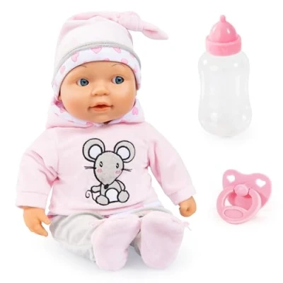 Afbeelding van Bayer Design 93844AA Lisa Magic Eyes, interactieve pratende pop, met fopspeen en fles, magische ogen