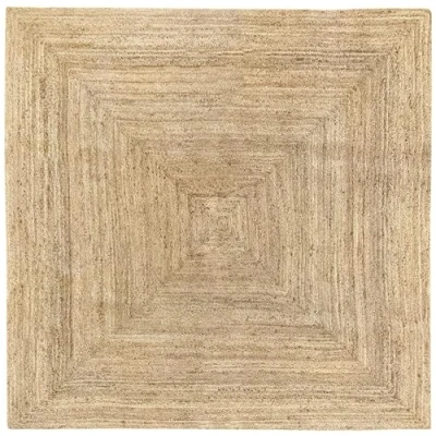Afbeelding van HAMID jute tapijt, natuurlijke kleur, alhambra 100% jutevezel, handgemaakt, tapijt voor woonkamer, eetkamer, slaapkamer, hal, kleur (200 x 200 cm)