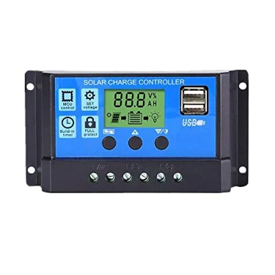 Afbeelding van Villageboom 12V/24V Solar Charge Controller, Battery Smart Controller met 5V Dual USB LCD Port (20A)
