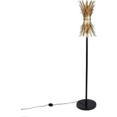 Afbeelding van QAZQA wesley Art Deco Vloerlamp 1 lichts H 152 cm Zwart Goud Woonkamer Slaapkamer Keuken
