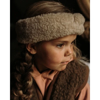 Afbeelding van Alwero Kinder hoofdband van wol pluche beige maat 48/50
