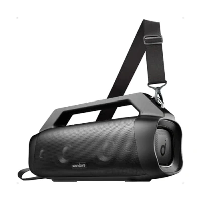 Afbeelding van soundcore Anker Motion Boom Plus Luidspreker, IP67, outdoor, 80 W, stereo EQ &amp; BassUp, personaliseerbaar, USB C, bluetooth, geïntegreerde powerbank, waterdicht, voor camping, zwembad, strand, tuin