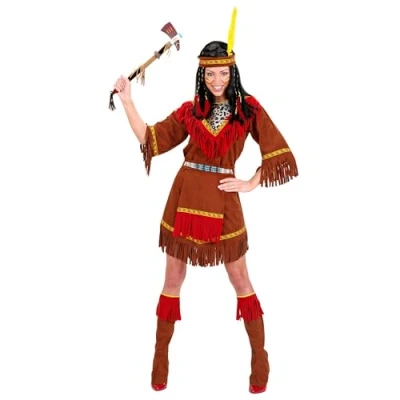 Afbeelding van Widmann Indiaan Kostuum Indiaanse Jurk Vrouw Bruin Small Carnavalskleding Verkleedkleding