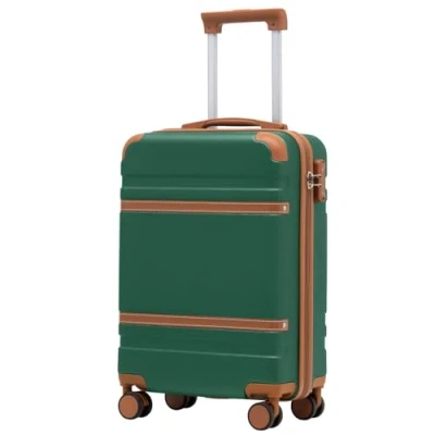 Afbeelding van COOLIFE Cabinekoffer 55 x 35 20 cm voor Ryanair vliegtuig, handbagage, cabinebagage, harde koffer met TSA slot en 4 dubbele wielen, Donkergroen, wielen