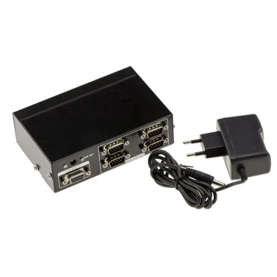 Afbeelding van KALEA INFORMATIQUE RS232 DB9 serie COM splitter die 1 ingangsbron dupliceert op 4 gelijktijdige RS 232 uitgangen.