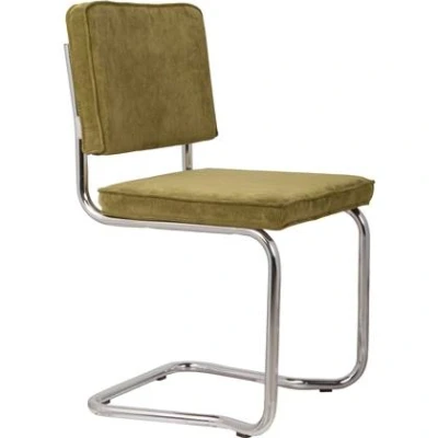 Afbeelding van Zuiver Ridge Rib Kink Eetkamerstoelen Groen Set van 2