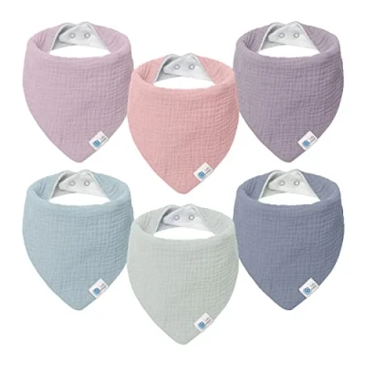 Afbeelding van Lulu moon Slabbetje baby driehoekige sjaal mousseline halsdoek voor jongens en meisjes (6 stuks, droom eenhoorn)