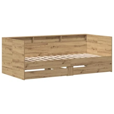 Afbeelding van vidaXL Dagbed met Lades Artisan Eiken Bewerkt Hout 90 x 200 cm Stevig