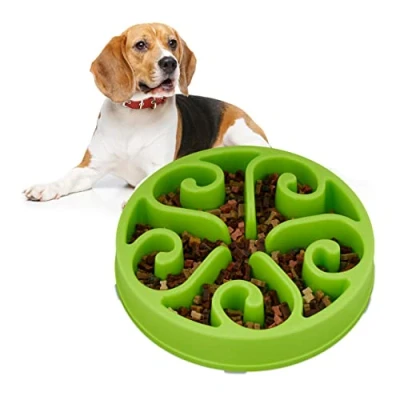 Afbeelding van Relaxdays anti schrokbak hond grote voerbak tegen schrokken hondenvoerbak 1500 ml groen
