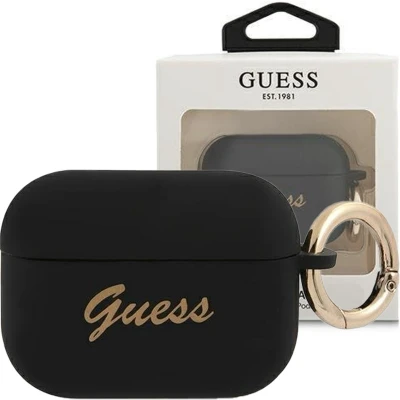 Afbeelding van Guess GUAPSSSK AirPods Pro cover zwart/zwart siliconen Vintage Script